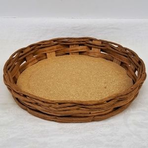 Vintage PYREX CORNING NY  10” cork /wicker Pyrex dish carrier made in USA